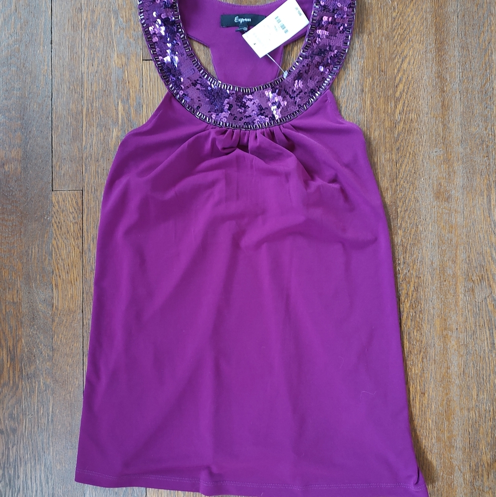 Express sequin party tank NWT